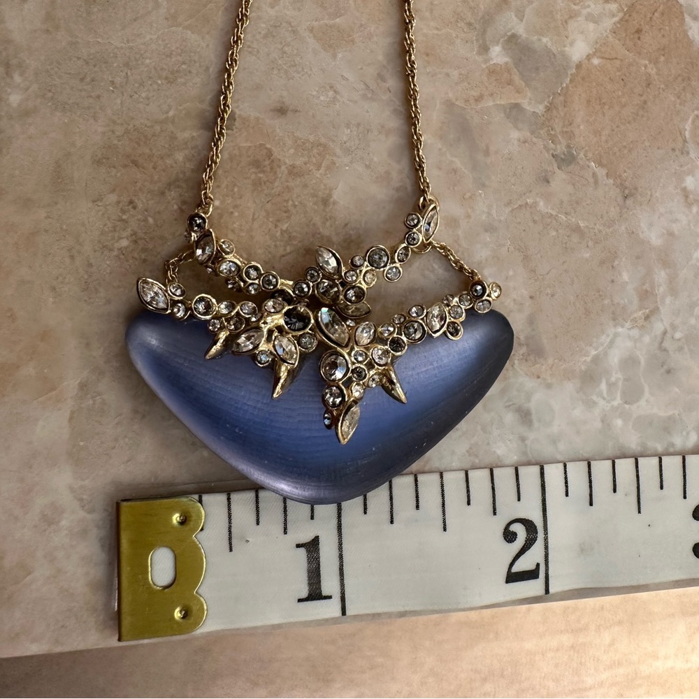 Alexis Bittar Lucite and Crystal Pendant Necklace - Periwinkle Blue/Light Purple - Picture 3 of 7